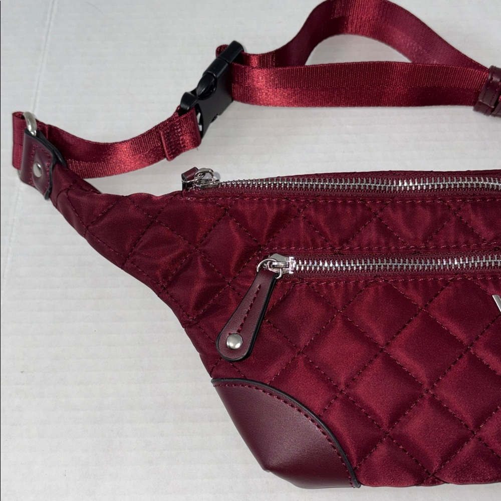 Quilted Burgundy Waist Bag Large Belt Bag - Picture 4 of 10